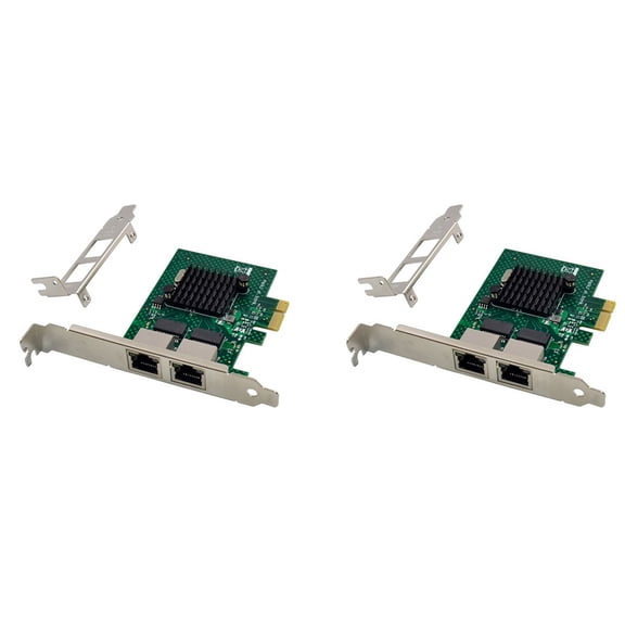2X BCM5720 PCIE X1 Gigabit Ethernet Network Card Dual Port Server Network Adapter Card Compatible with PXE VLAN,2 x Network Card 2 x Driver-CD 2 x Short Iron Piece,Green