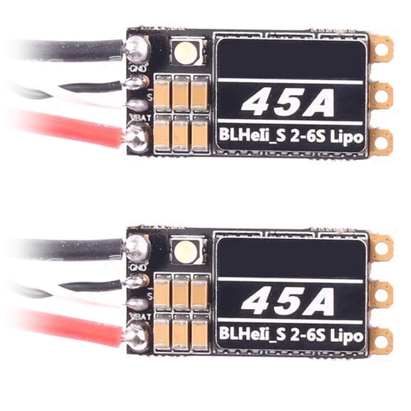 2X BLHeli S 2-6S Lipo 45A Brushless ESC Built-in Programmable RGB LED D-Shot 150/300/600 ONESHOT125 for RC FPV Drone
