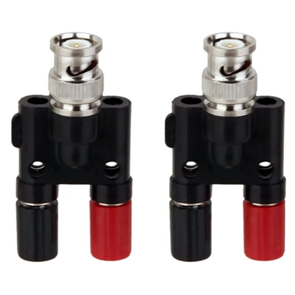 2X BNC Plug 4mm Banana Splitter Connector Male to 2 x Female Jack Socket Adapter
