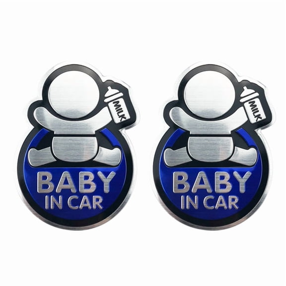 2X Baby in Car Sticker Baby on Board Car Aluminum Sticker for Octavia Fabia A