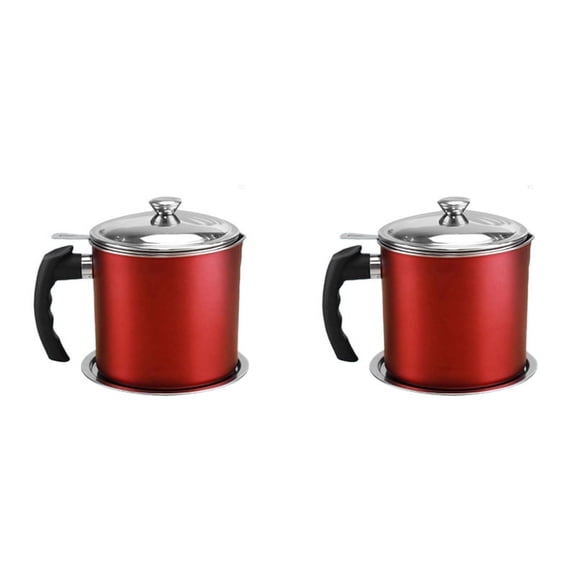 2X Bacon Grease Container 1.3L Cooking Oil Storage Can with Strainer,Oil Strainer Potfor Storing Cooking Grease