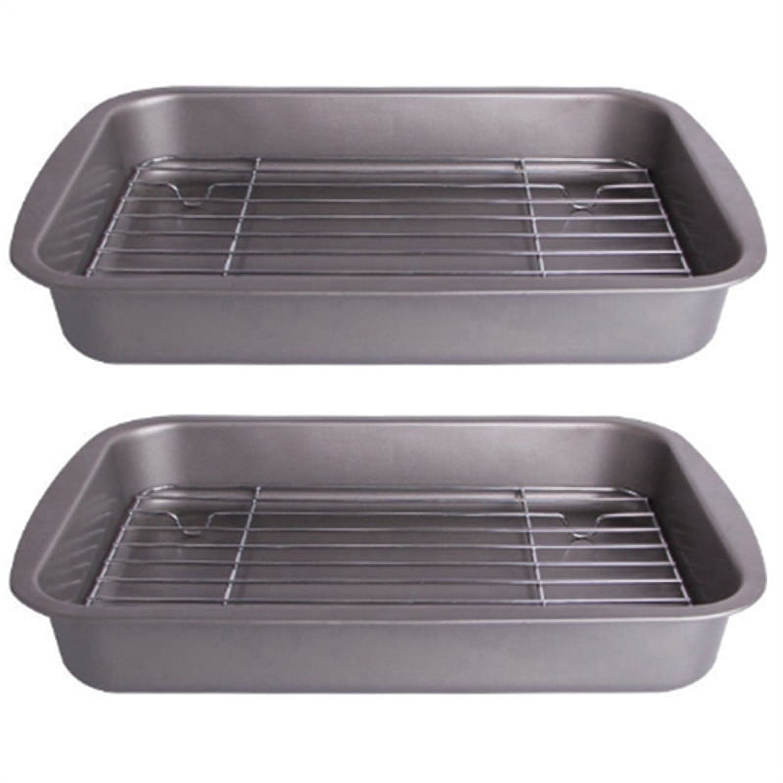 2X Baking Tray with Removable Cooling Rack Set Baking Pan Sheet Used