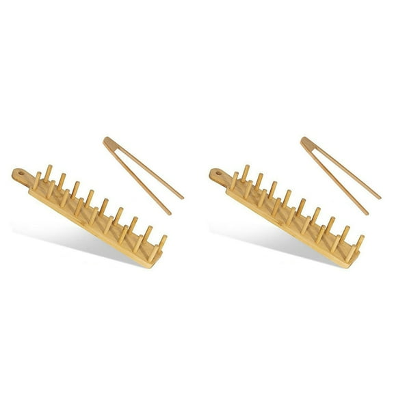 2X Bamboo Taco Tray with Holds 8, Taco Shell Holder Allows for Multi-Use Food Tray Charcuterie Tray