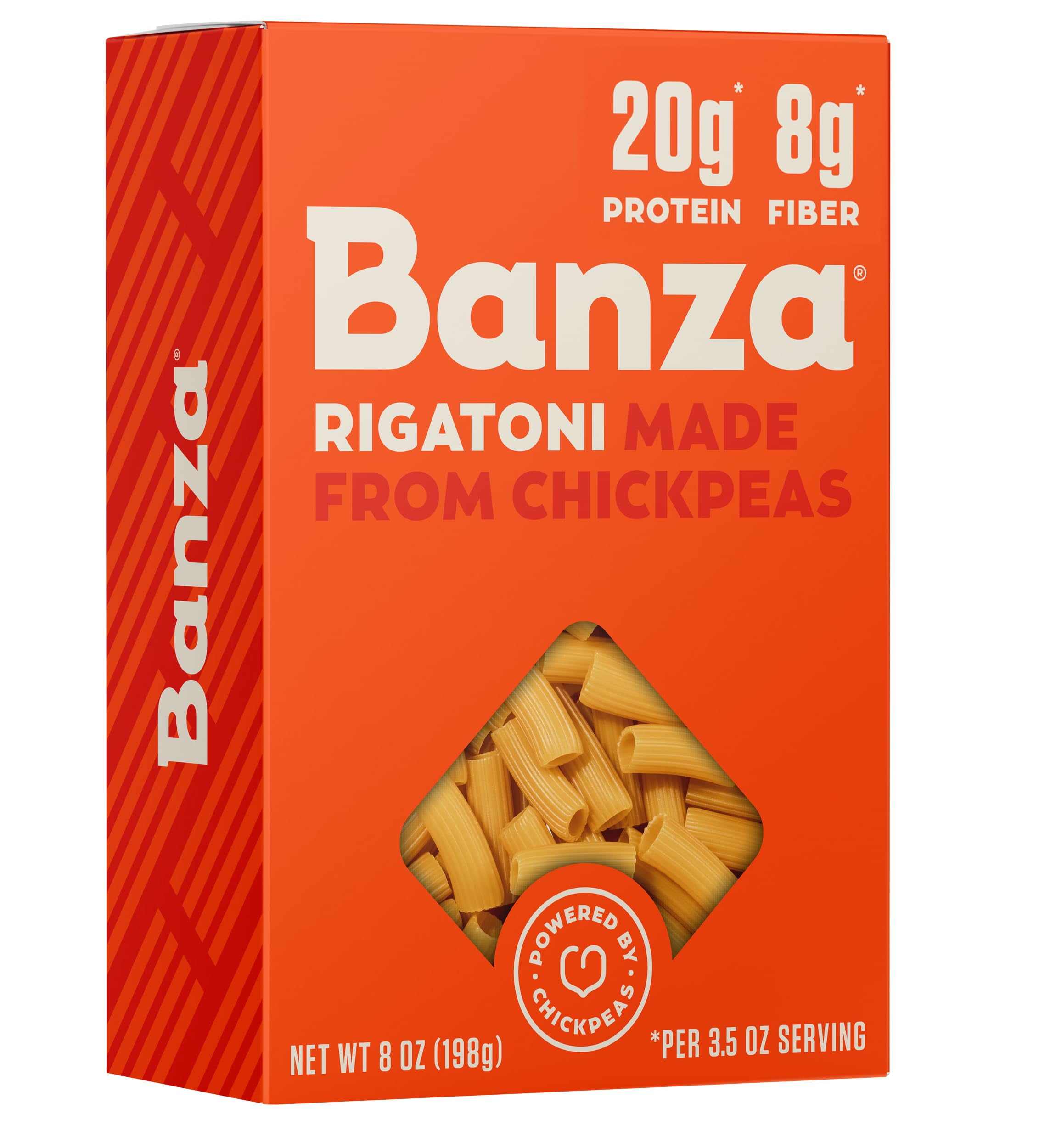 2X - Banza Rigatoni Pasta From Chickpeas - Gluten Free, High Protein, And Lower Carb Protein Rigatoni Chickpea Pasta - 8Oz