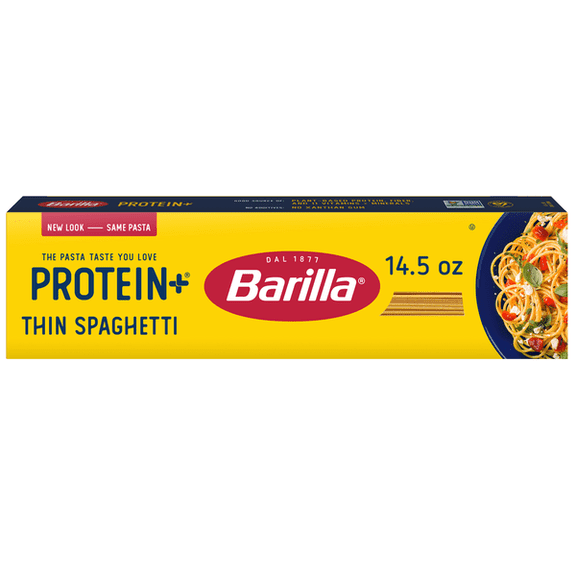Pack of 2 - Barilla Protein+ (Plus) Thin Spaghetti Pasta Non-GMO and Kosher Certified Plant Based Protein Pasta 14.5 oz