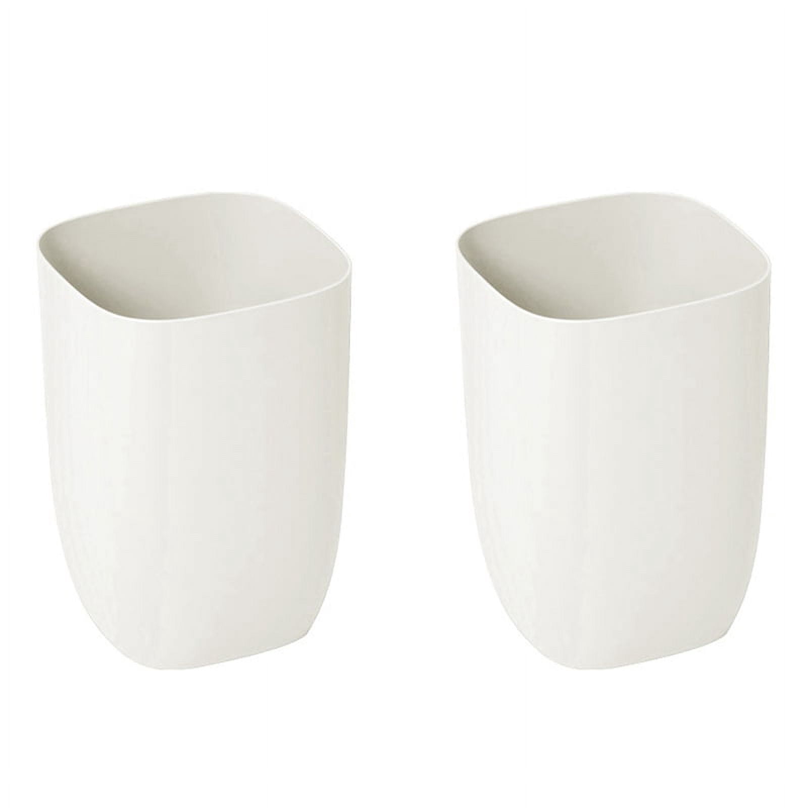 2X Bathroom Trash Bin Small  Can Plastic Waste Paper Rubbish Bin Modern Bin for Bathroom Bedroom Living Room White