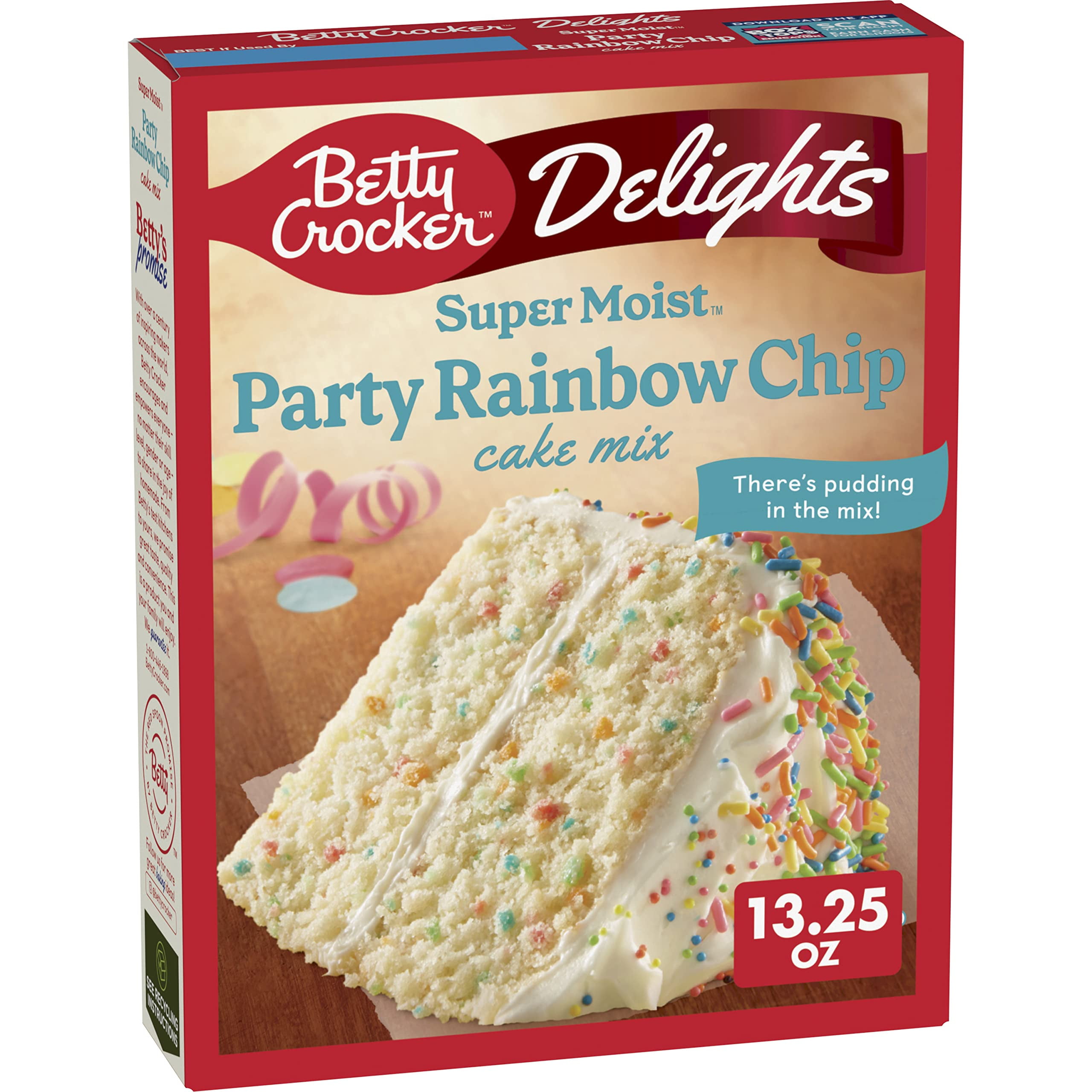 2X - Betty Crocker Delights Super Moist Party Rainbow Chip Cake Mix, 13.25 Oz.