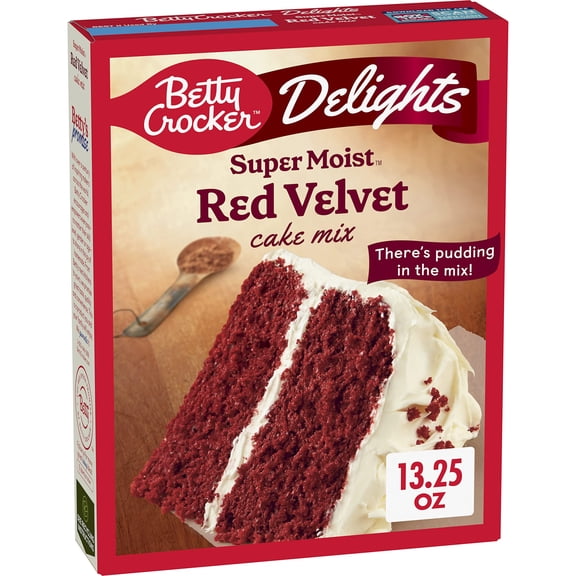 Betty Crocker Delights Super Moist Red Velvet Cake Mix, 13.25 oz. pack of 2