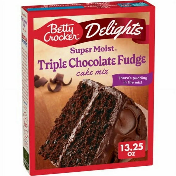 2X - Betty Crocker Delights Super Moist Triple Chocolate Fudge Cake Mix-13.25 oz