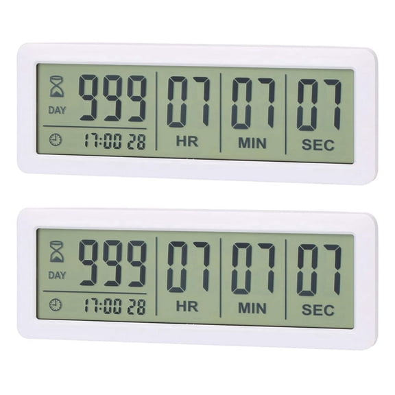 2X Big Digital Countdown Days Timer Clock - 999 Days Count Down Clock Timer for Graduation Lab Kitchen (White)