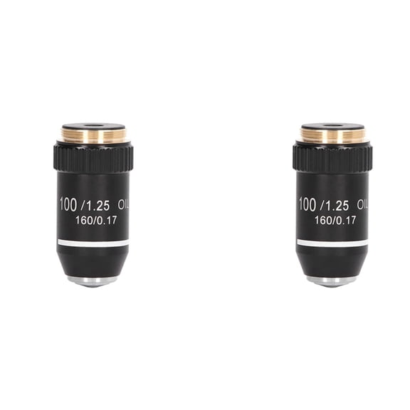 2X Biological Microscope Lens, 195 Achromatic Black Objective Lens 100X Oil High Power Objective Interface 20.2mm Thread,2 x Biological Microscope Lens,Black