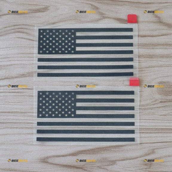 2X Black 4" American Flag USA Decal Sticker die-Cut no Background Car Viny
