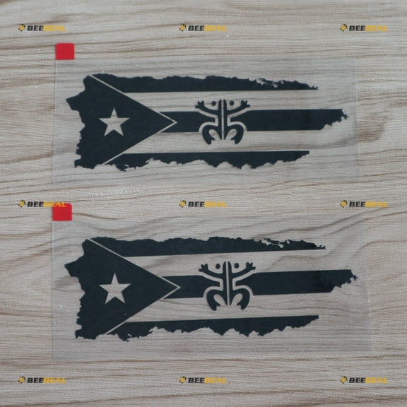 2X Black 5" Puerto Rico Map Flag Coqui Frog Decal Sticker PR Car Vinyl no bkgrd die Cut sda2