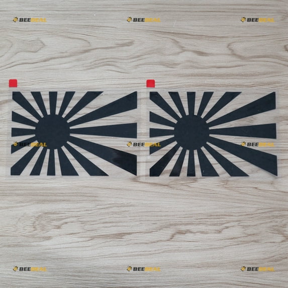 2X Black 6 Inches Japanese Rising Sun Variant Flag of Japan Naval Car Vinyl Decal Sticker JDM Die Cut no bkgrd