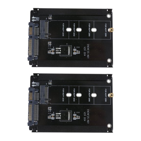 2X Black Case B+M Socket 2 M.2 NGFF (SATA) SSD to 2.5 SATA Adapter for 2230/2242/2260/2280mm M2 SSD,2 * transfer card,black