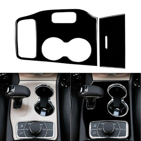 2X Black Console Gear Shift Panel Covers For Jeep For Grand For Cherokee 2014-15