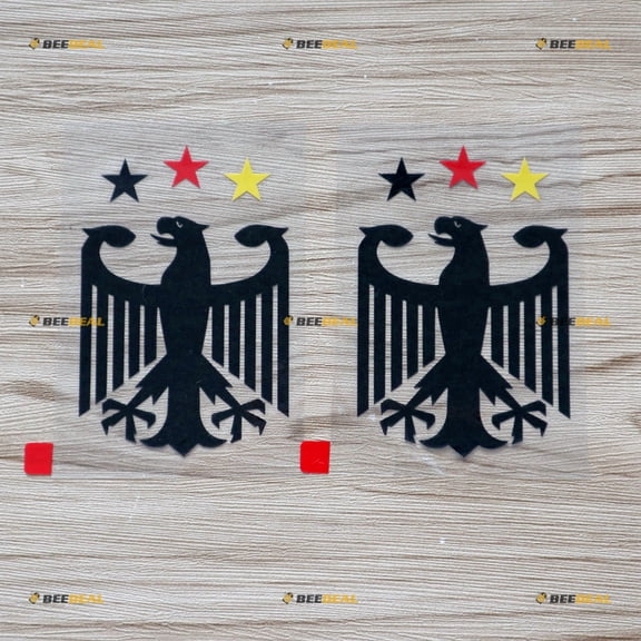 2X Black+ German Flag Tricolor 4 Inches German Coat of Arms Eagle Germany Decal Vinyl Sticker Car Laptop Window Deutschland