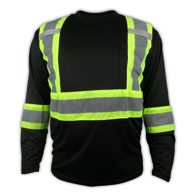 TRUE CREST Class 3 Level 2 High Visibility Safety Shirt, Black ...