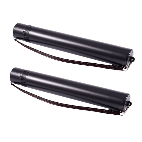 2X Black Plastic Drawing Picture Storage Tube Poster Scroll Holder