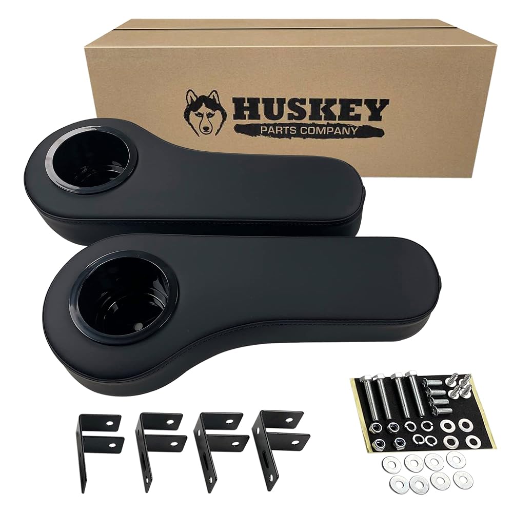 2X Black Rear Seat Arm Rests With Cup Holder For Club Car/Ezgo/Yamaha