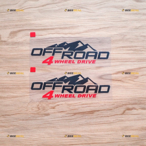 2X Black+Red 8" 4X4 Off Road 4WD Decal Sticker Car Vinyl Mountains