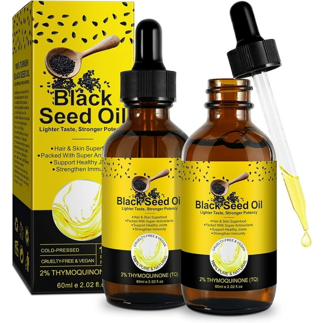 2X Black Seed Oil Organic Cold Pressed, 100 Pure and Natural Organic