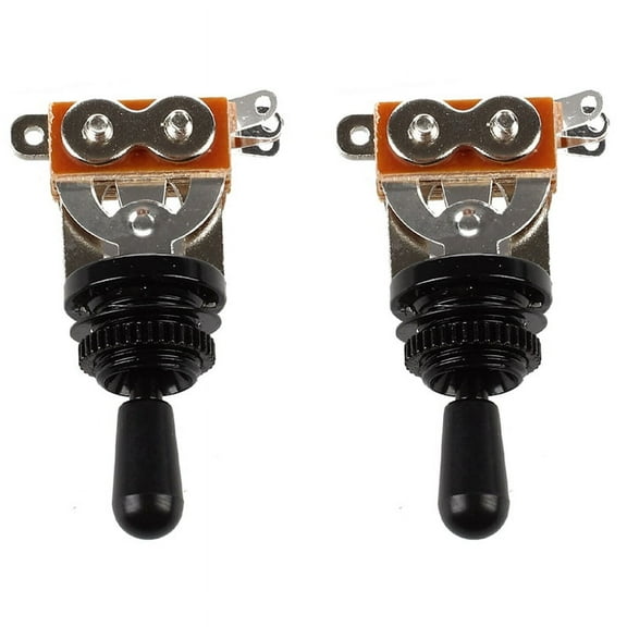 2X Black Tip 3 Way Toggle Switch Pickup Selector for Electric Guitar,2 x Pickup Toggle Switch,Black & SIlver Tone