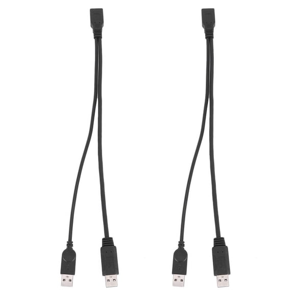 2X Black USB 3.0 Female to Dual USB Male Extra Power Data Y Extension Cable for 2.5 Inch Mobile