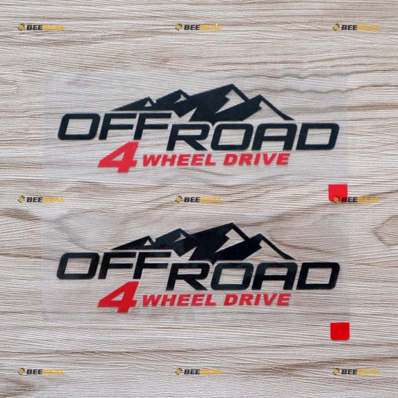 2X Black+red 6" 4X4 Off Road 4WD Decal Sticker Car Vinyl Mountains