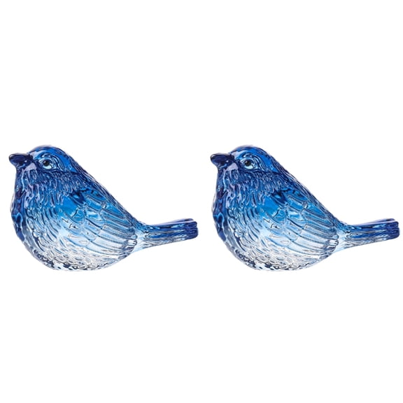 2X Blown Glass Birds Collectible Figurines Crystal Birds Gifts for Glass Figurines for Animal Lovers E
