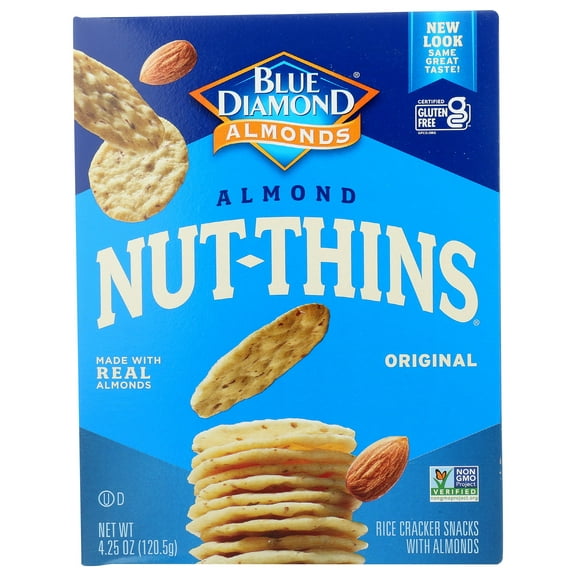 2X - Blue Diamond Almond Nut-Thins, Nut And Rice Cracker -- 4.25