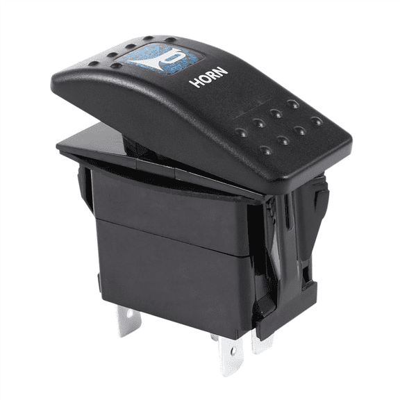 2X Blue Light Horn Pattern LED 12V/20A 24V/10A 5-Pin Rocker Toggle Switch Car Boat