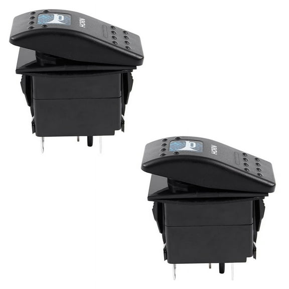 2X Blue Light Horn Pattern LED 12V/20A 24V/10A 5-Pin Rocker Toggle Switch Car Boat