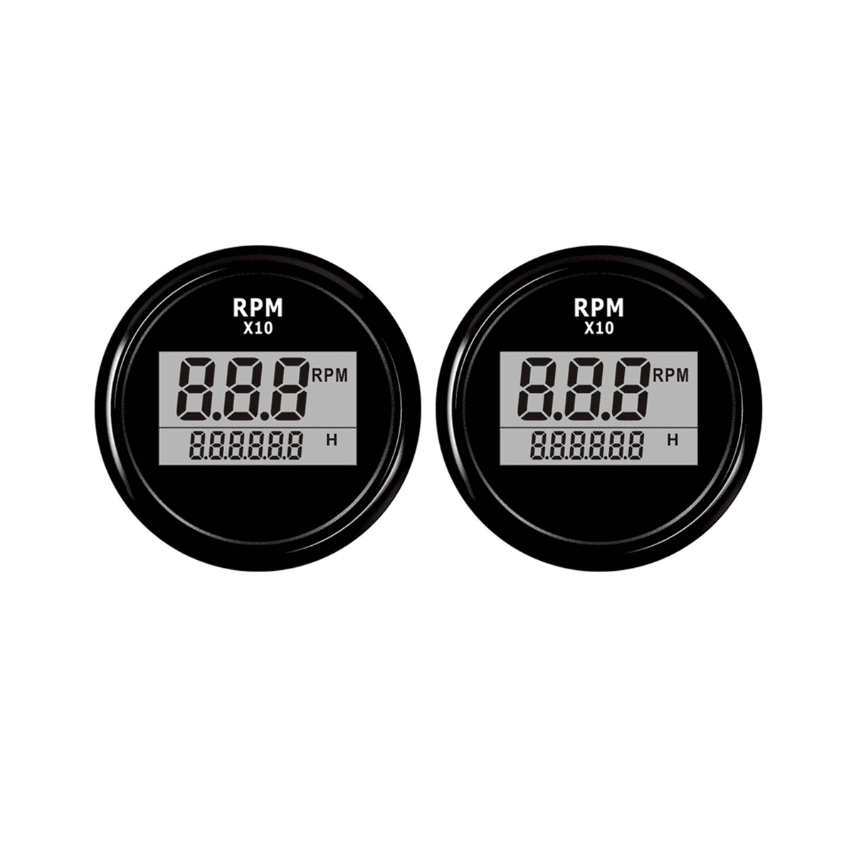 2X Boat LED Digital Tachometer Engine Hour Meter Marine Outboard RV RPM