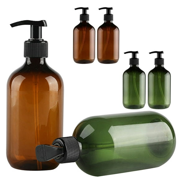 2X Bottle 2Pcs Transparent Pet Plastic Bottles With Black Screw Caps, Recyclable 300 Ml Bathroom Products