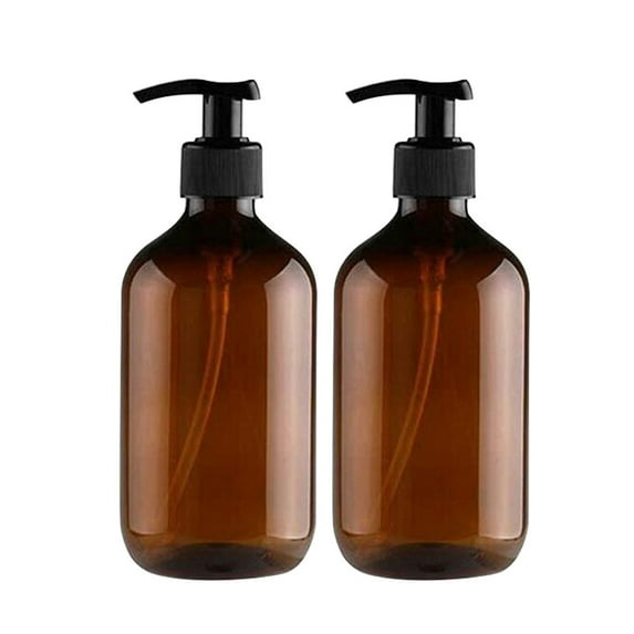 2X Bottles 2Pcs Transparent Pet Plastic Bottles with Black Screw Caps, Recyclable 300 Ml