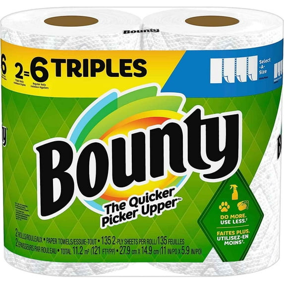 2X - Bounty Select-A-Size Triple Roll Paper Towels 2 ct
