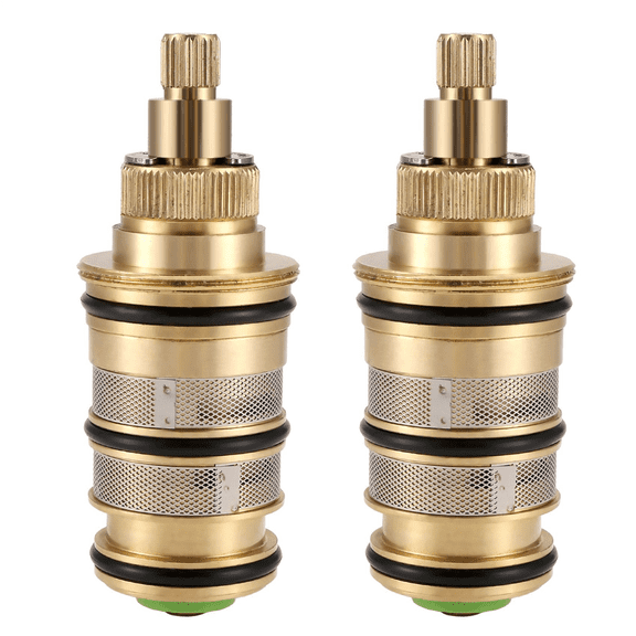 2X Brass Replacement Thermostatic ,Shower Mixer Valve Bar Repair Kit Intelligent Thermostatic Valve Core,2 x Faucet thermostatic valve,Brass Color
