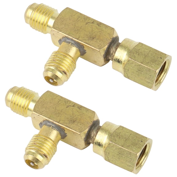 2X Brass Tee Adapter Converter 1/4inch Male and Female SAE Flare Swivel Connector Auto Air-Conditioning Installation
