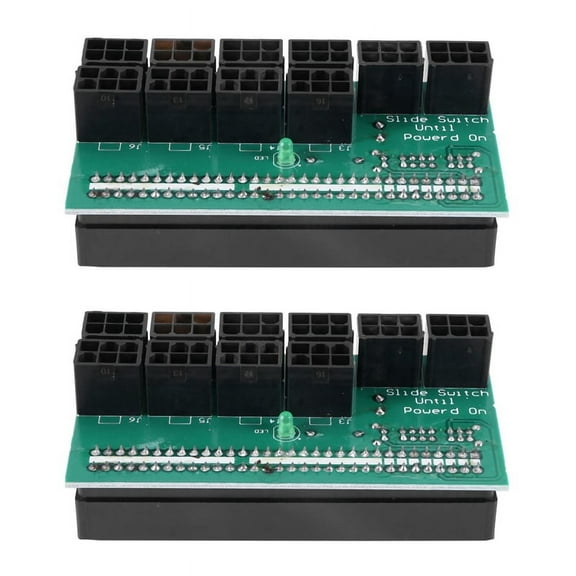 2X Breakout Board 1600W for ETH ZEC Mining Server Power Supply Adapter GPU PSU 10X6Pin Hub for BTC Mining,2 ,Green