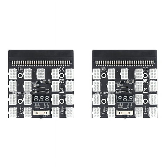 2X Breakout Board 17 Port 6Pin LED Display Power Module Server Card Adapter for 1200W 750W PSU GPU Miner Mining BTC,2 * Breakout Board,black