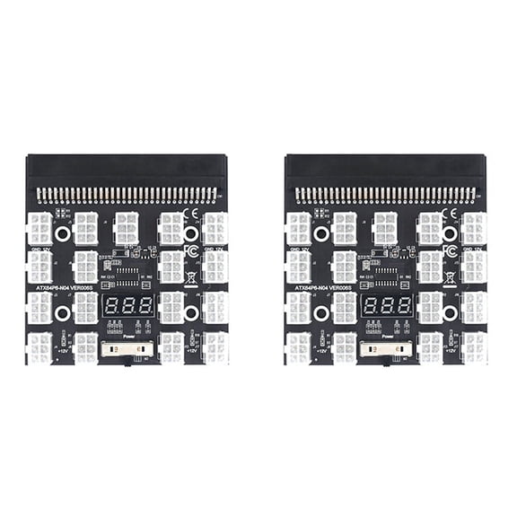 2X Breakout Board 17 Port 6Pin LED Display Power Module Server Card Adapter for 1200W 750W PSU GPU Miner Mining BTC