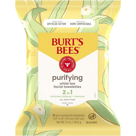 2X - Burt's Bees Facial Cleansing Towelettes White Tea - Unscented - 30ct