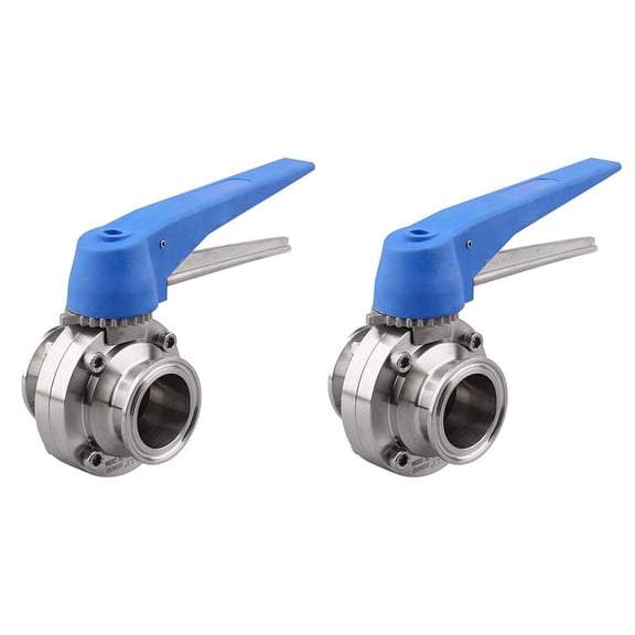 2X Butterfly Valve with Blue Trigger Handle Stainless Steel 304 -Clamp (1.5 Inch Clamp Butterfly Valve)