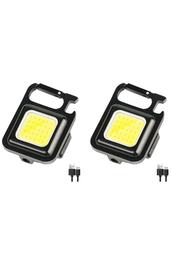 2X COB Flashlight,500Lumen Bright Rechargeable Keychain Mini Flashlight 3 Light Mode with Opener for Fishing