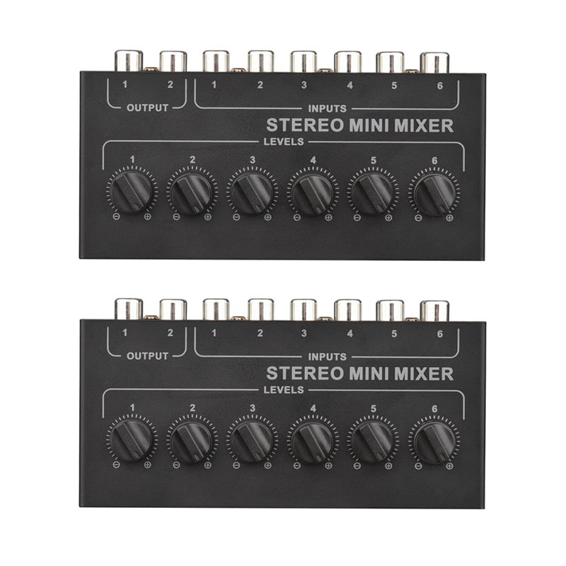2X CX600 Mini Stereo 6 Channel Passive Mixer Portable Audio Mixer 6 in 2 Out Stereo Distributor Volume Control