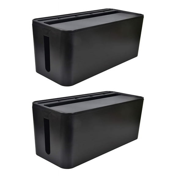 2X Cable Management Box for Desk and Power Strip Solutions(Black)