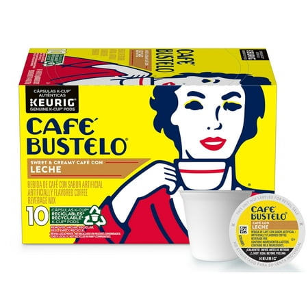 2X - Café Bustelo Sweet & Creamy Café Con Leche Coffee, 10 Keurig K-Cup Pods