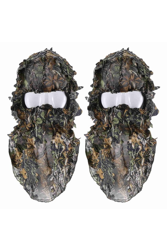 2X Camouflage Hunting 3D Face Mask Hood Outdoor Hunting Fishing Headgear Camo Hat,2 x Outdoor mask headgear,Camouflage