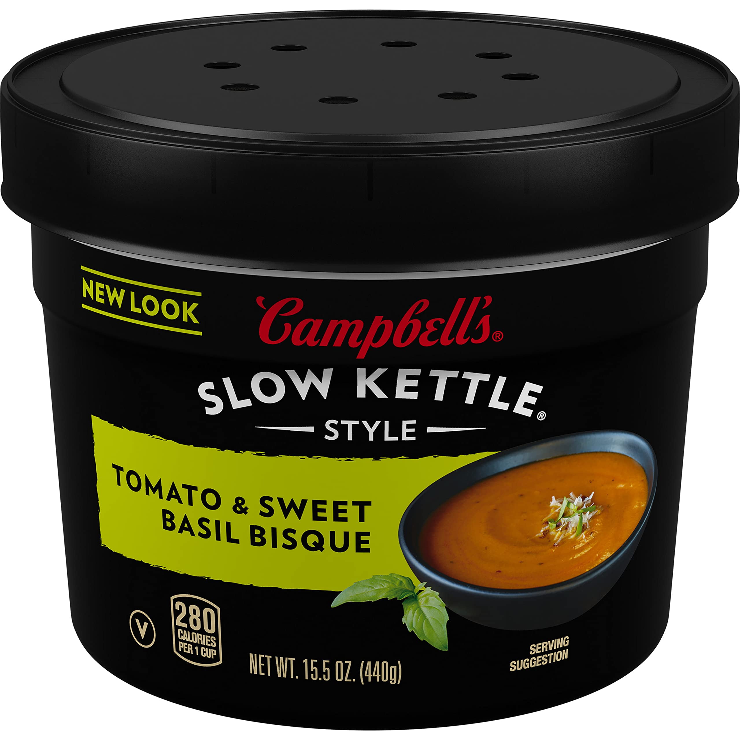 2X - Campbell,S Slow Kettle Style Tomato & Sweet Basil Bisque, 15.5 Oz Microwavable Bowl